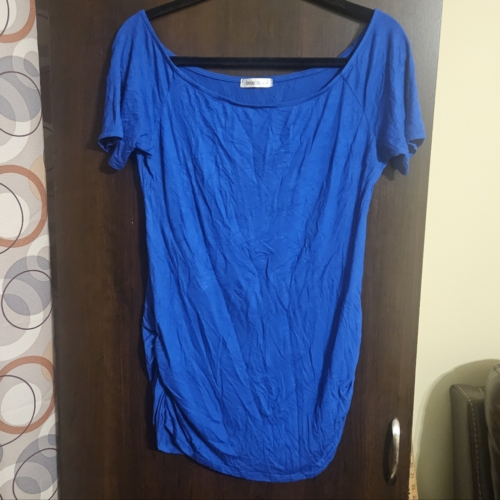 Doublju Royal Blue Short Sleeve Women's Maternity Top